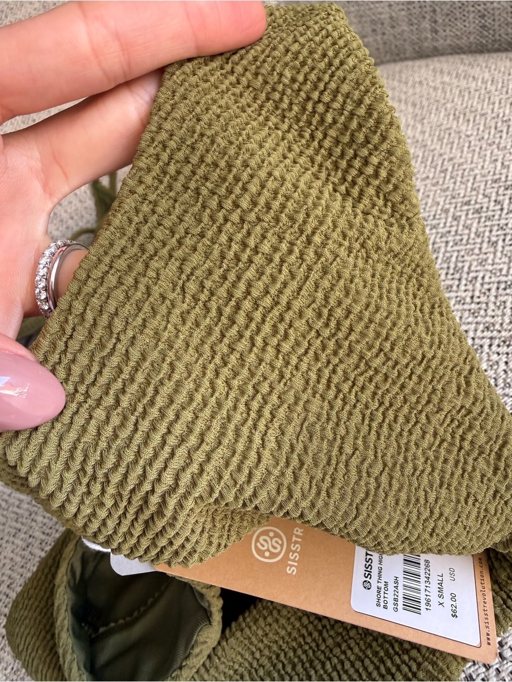 Bikini - Green Ribbed Bikini Set - Picture 7 of 13